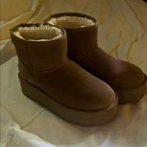 UGG Brown Shearling-Lined Winter Boots